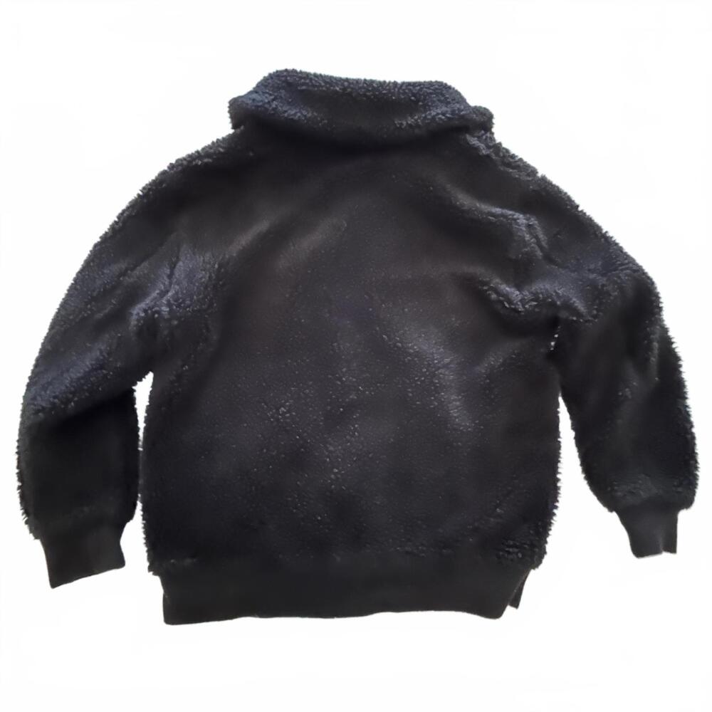 Aritzia Wilfred Free Black Sherpa Teddy Fleece Zip-Up Jacket Size Medium - Picture 2 of 4